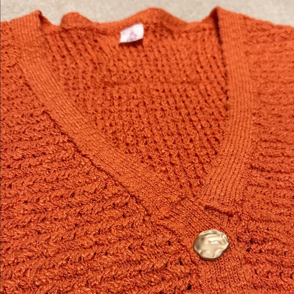 Orange Knit Button-Up Sweater Vest - Picture 4 of 9